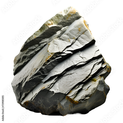 heavy black rock isolated on transparent white background, png file