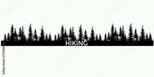 illustration of a hiking silhouette of a tree with text vector illustration