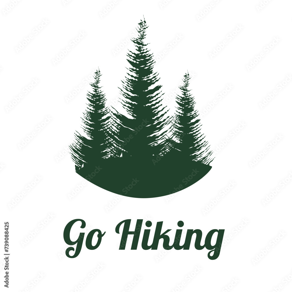 green christmas tree for hiking with text vector illustration
