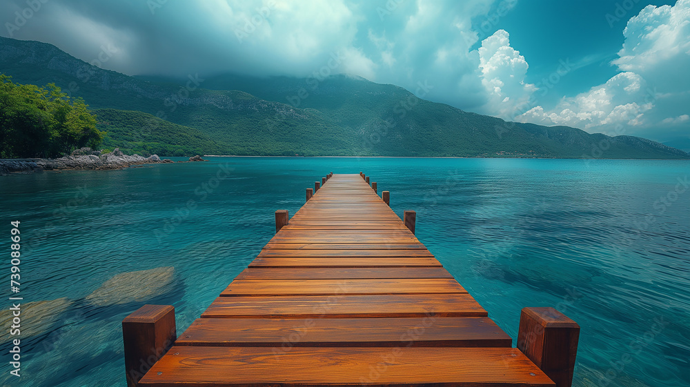 Obraz premium wooden pier on lake