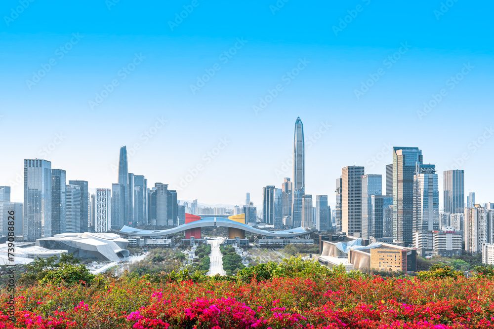 Fototapeta premium Urban Scenery of the Central Axis Citizen Center in Futian District, Shenzhen, Guangdong Province