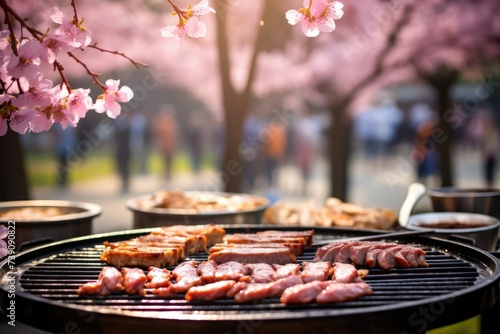 Wallpaper Mural Korean barbecue with spring blossoms in the background in Seoul, South Korea. Torontodigital.ca