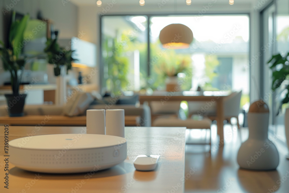 A remote control sits on a table in a living room A remote control sits on a table in a living room