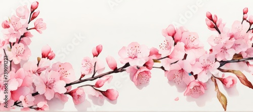 White background with cherry blossoms. spring. cherry blossoms.