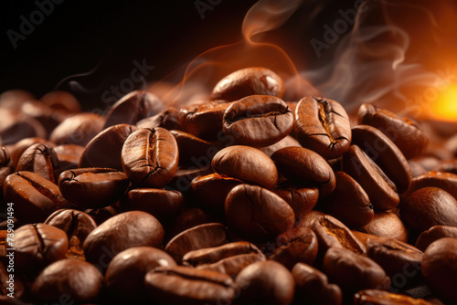 Indulge in the rich aroma and bold flavor of freshly roasted coffee beans, captured in stunning macro detail. 
