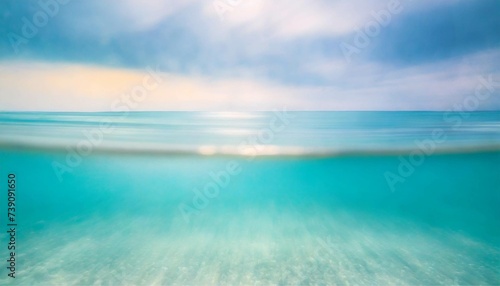 海　水中　水面　自然　フレーム　背景　コピースペース　AI生成画像 © ribbon_s
