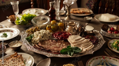Wallpaper Mural Delicious Jewish food on the table, celebrating Passover. Religious food of Judaism. Torontodigital.ca
