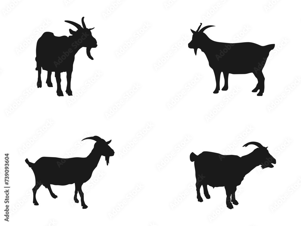 Goat silhouettes icon. Goats isolated on white, hand drawn Farm animal silhouette. silhouettes icon can be used for web and mobile. black silhouette vector illustration isolated on white background. Goat silhouettes icon. Goats isolated on white, hand drawn Farm animal silhouette. silhouettes icon can be used for web and mobile. black silhouette vector illustration isolated on white background.