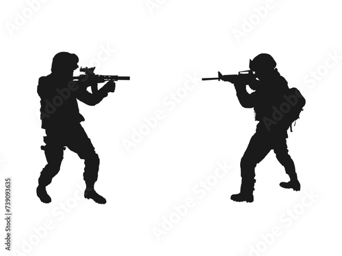Army soldiers silhouette. army soldiers with rifle silhouette vector collection. Soldier in uniform with gun. silhouettes icon can be used for web and mobile.web design, mobile app on white background