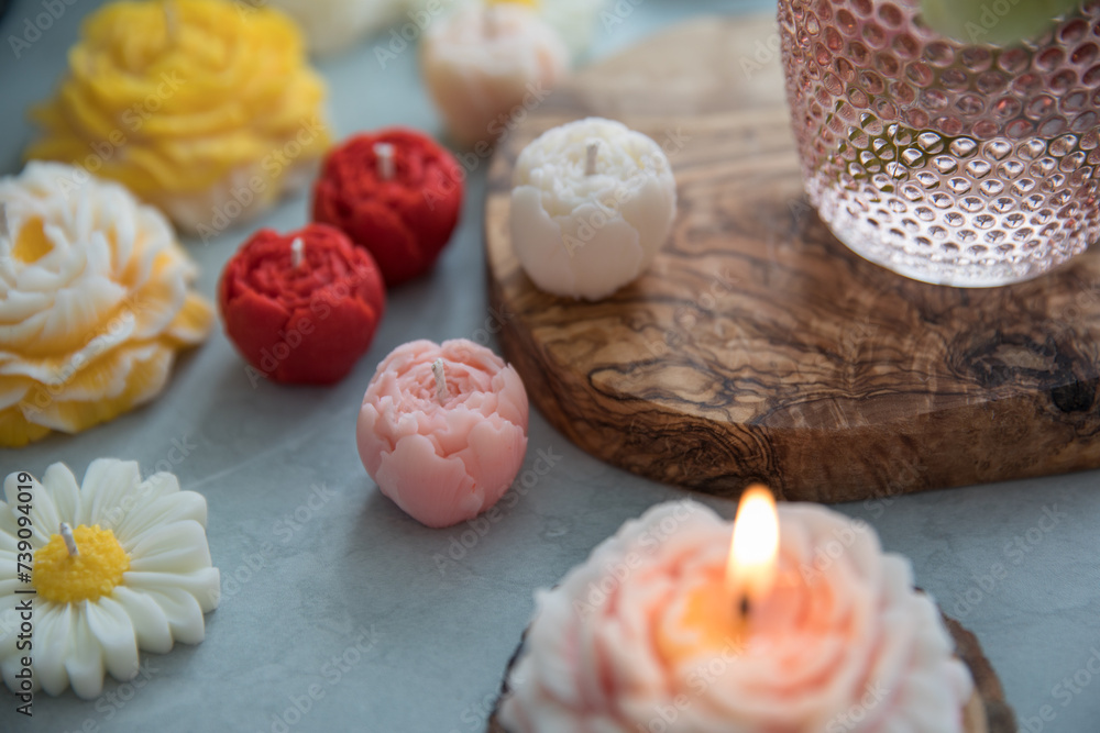 Candle in the shape of a flower peony Candle in the shape of a flower peony
