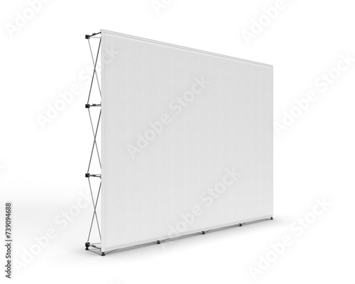 3d rendered illustration of a Media Wall Banner Exhibition Stand with White Copy Space and a transparent background.