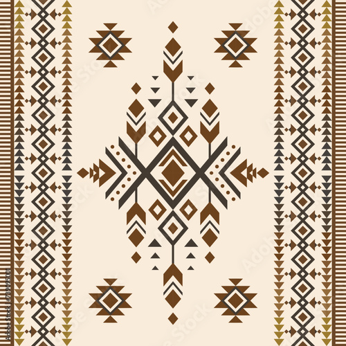 Seamless Navajo and Aztec Mexican Native tribal fabric pattern photo