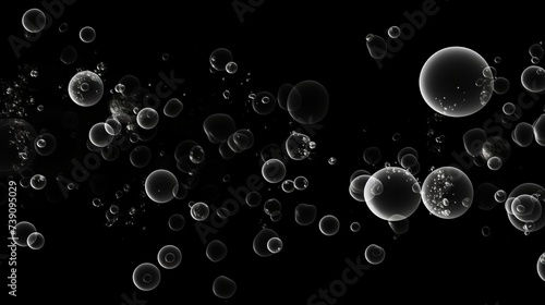 Air bubbles in the water background.Abstract oxygen bubbles in the sea.Water bubbles isolate on black background.Black and white tone style