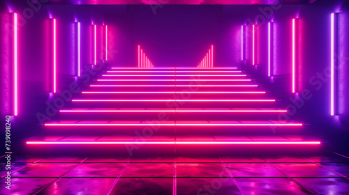 Neon Odyssey: A Voyage Through Light and Geometry, Where Space Transforms into an Electric Dreamscape of Color