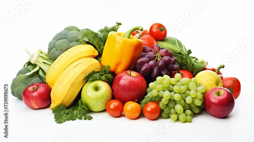 Fruits and vegetables isolated on a white background