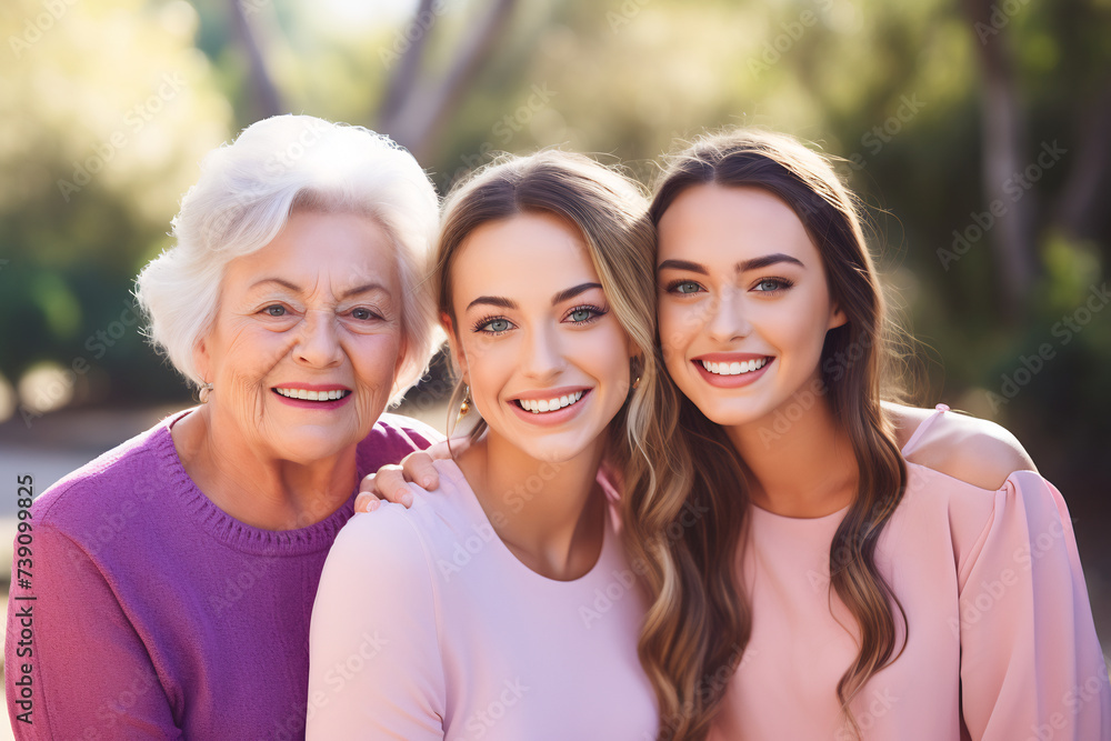 Generations of Joy, Grandmother with Granddaughters Smiling Together in Autumn Park. Family Bonds and Happiness Generations of Joy, Grandmother with Granddaughters Smiling Together in Autumn Park. Family Bonds and Happiness