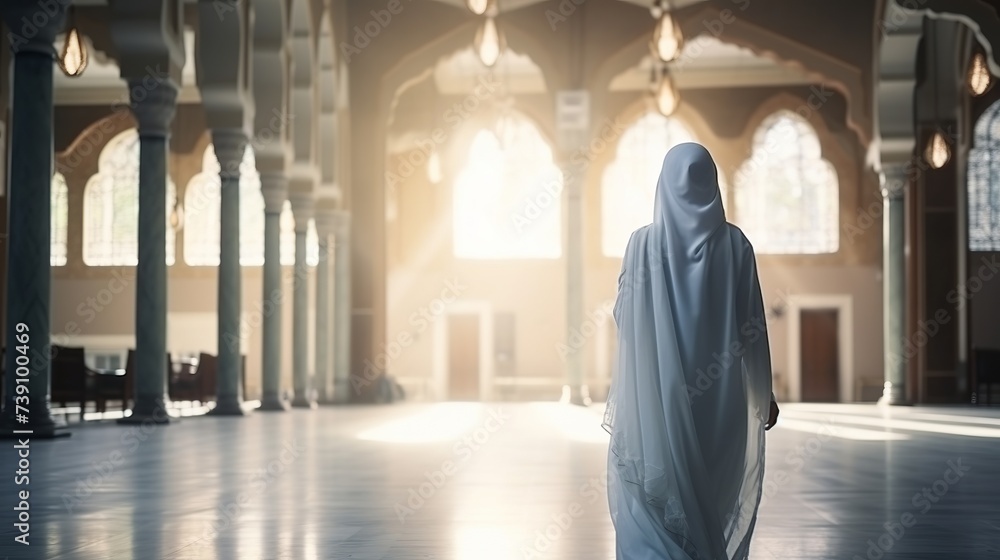 Muslim woman with hijab in the mosque