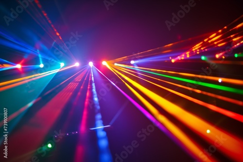 Multicolored Stage Spotlights Shining in Dark Auditorium