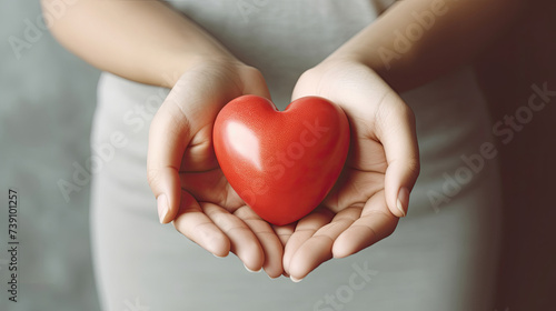 Young Woman s Hands Holding Red Heart. Health Care  World Heart Day  Family  Hope  Gratitude  and Kindness