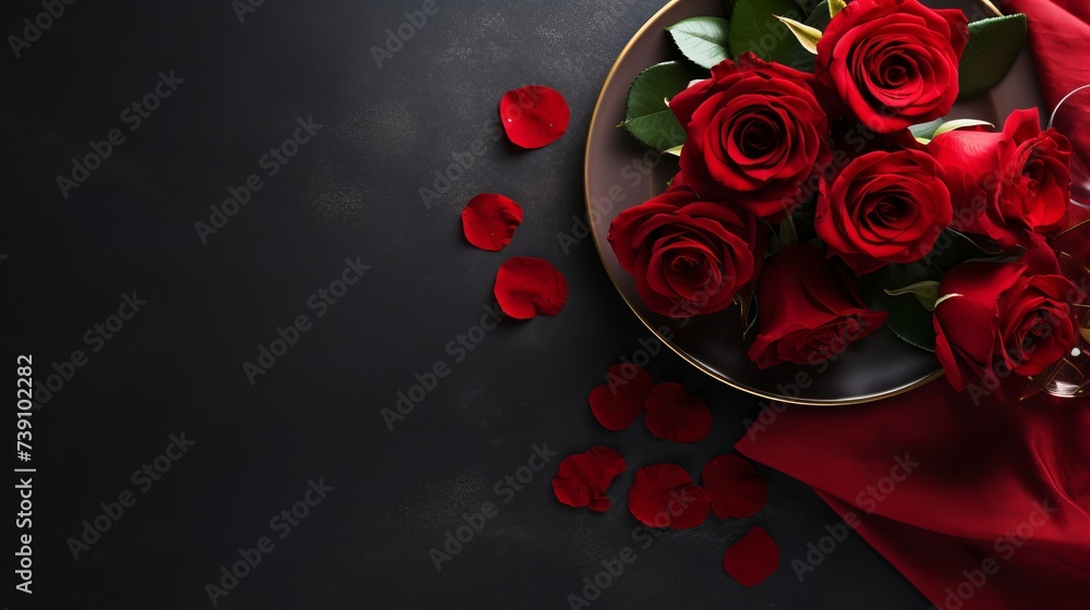 Table setting for valentines day with roses Table setting for valentines day with roses