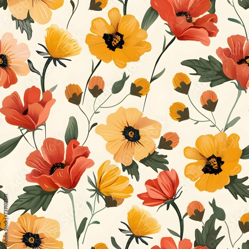 seamless floral pattern,seamless pattern with flowers,seamless floral background © Aphiradi