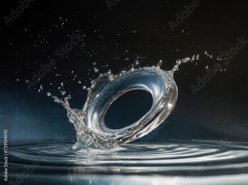 水面ではねる水のリング