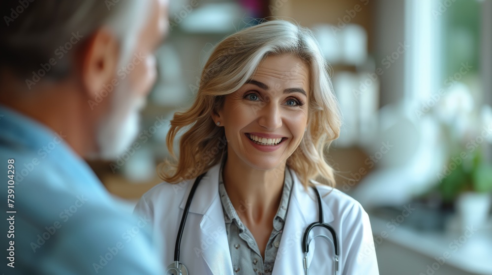 Senior doctor talking to patient, diagnose. Senior doctor talking to patient, diagnose.