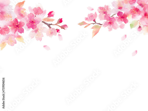 水彩の枝に咲く桜のフレーム © RURIBYAKU