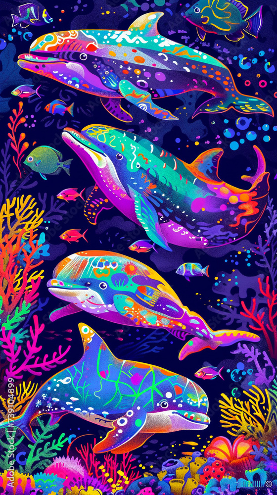 Marine life magic underwater scenes in pop art colors Marine life magic underwater scenes in pop art colors