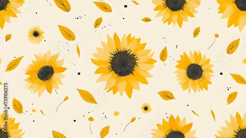 Seamless pattern of sunflower Minimalist abstract floral pattern Ideal for textile design