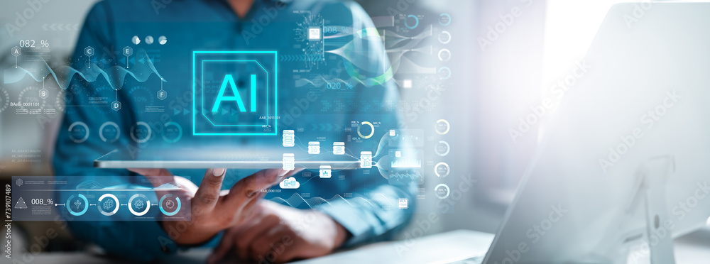 ai, database, digital, information, network, technology, graph, analysis, chart, innovation. ai, the concept of artificial intelligence use analytic and big data management dashboard show on palm. ai, database, digital, information, network, technology, graph, analysis, chart, innovation. ai, the concept of artificial intelligence use analytic and big data management dashboard show on palm.