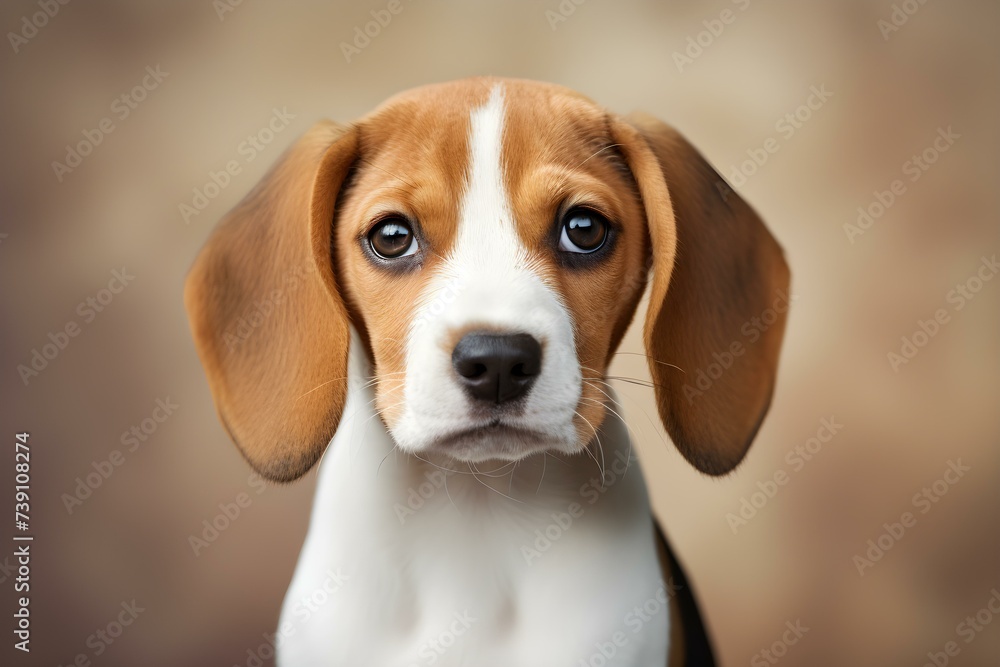 Adorable Beagle Puppy Closeup: Perfect Pet Portrait Against a White Background. Concept Pet Photography, Beagle Puppy, Close-up Shot, White Background, Adorable Portrait