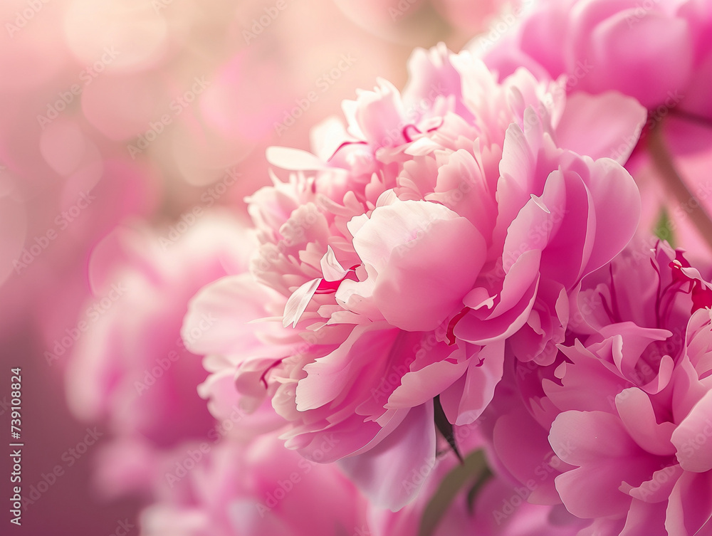 Banner or wallpaper featuring pink peonies Banner or wallpaper featuring pink peonies