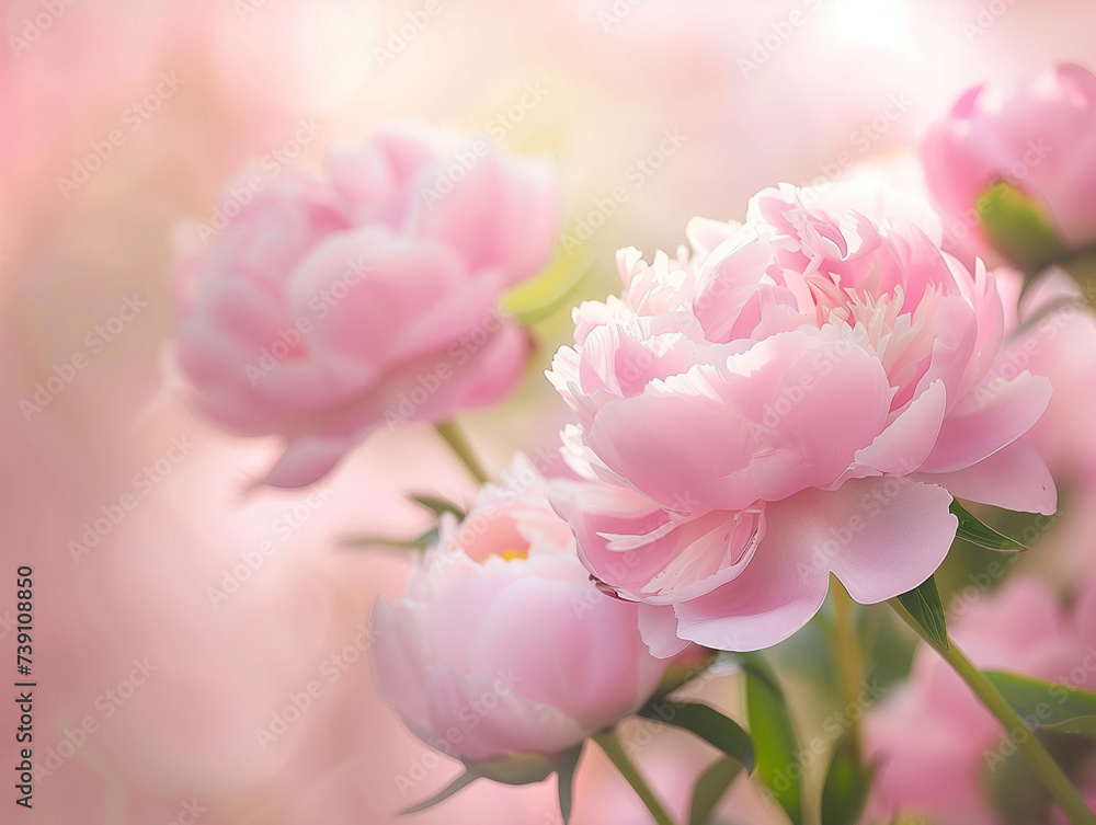 Banner or wallpaper featuring pink peonies Banner or wallpaper featuring pink peonies
