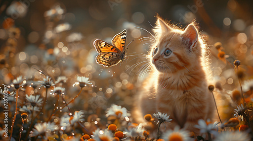 Butterfly and kitten.