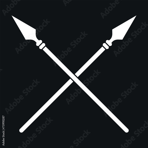 Crossed spears, isoalalted vector icon. Modern design, emblem element.