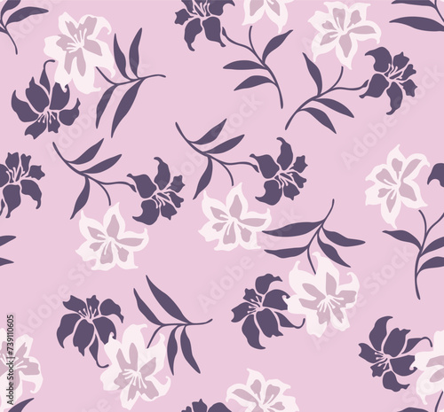 Japanese Sweet Hibiscus Flower Vector Seamless Pattern