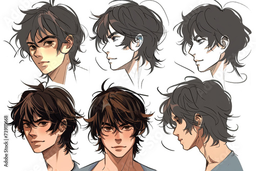 face handsome young man anime style character