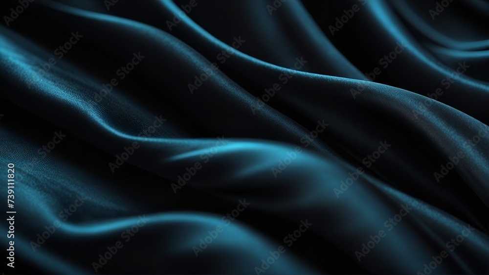 Fototapeta premium Wavy folds of luxury satin velvet, elegant and smooth pastel black abstract silk texture folds background