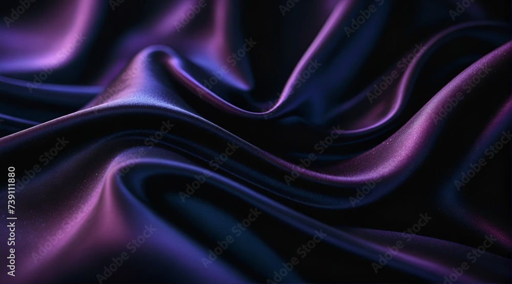 Obraz premium Wavy folds of luxurious satin velvet, elegant and smooth dark purple abstract silk texture folds background