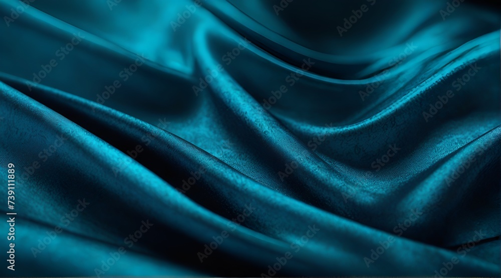 Obraz premium Wavy folds of luxurious satin velvet, elegant and smooth emerald green abstract silk texture folds background