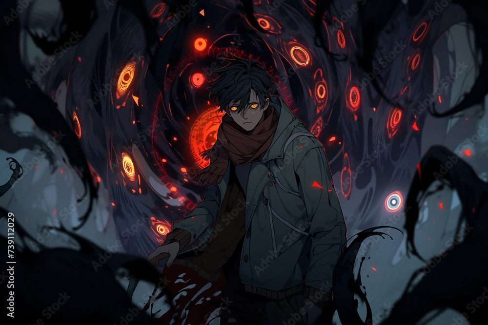 the man wearing the cursed seal, full of fear the man wearing the cursed seal, full of fear
