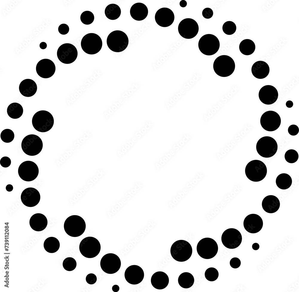 Dot gradient round spiral frame. Halftone effect vortex circle icon with dotted pattern. Progress round loader. Half tone abstract circle border. Vector illustration isolated on the white background. Dot gradient round spiral frame. Halftone effect vortex circle icon with dotted pattern. Progress round loader. Half tone abstract circle border. Vector illustration isolated on the white background.