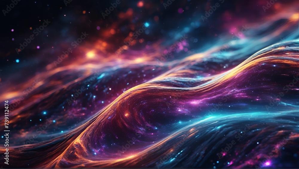 Obraz premium An abstract cosmos background featuring nebulae and galaxies in space, presenting a captivating and otherworldly scene.