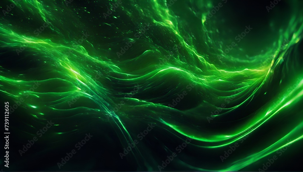 Abstract Green Fire glowing Wave background