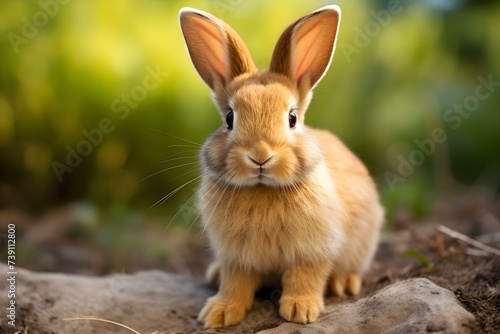 Cute domestic rabbit bred as a pet seen with a peaceful expression. Concept Peaceful Pet Rabbit, Domestic Animal, Cute Bunny Portrait