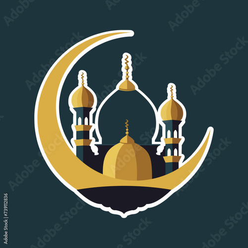 colorful modern oriental islamic mosque vector