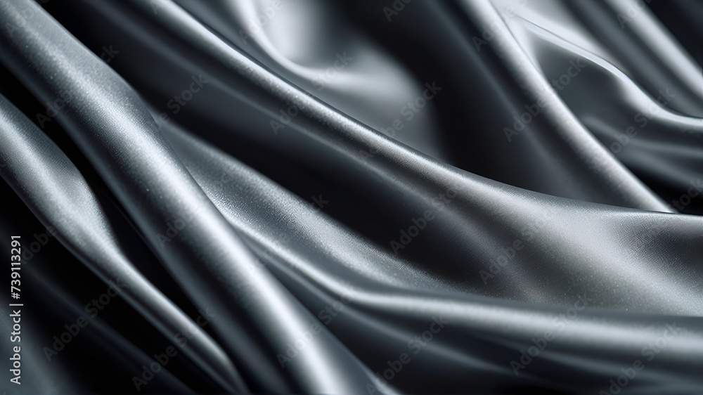 Obraz premium Wavy folds of luxurious satin velvet, elegant and smooth silver abstract silk texture folds background