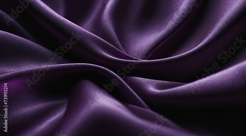 Wavy folds of luxurious satin velvet, elegant and smooth purple abstract silk texture folds background