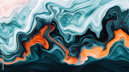 Liquid Artistry: An Abstract World of Marble Textures, Where Water and Paint Merge in a Mesmerizing Display